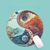 Ink Wash Embossed Tai Chi Round Mouse Pad